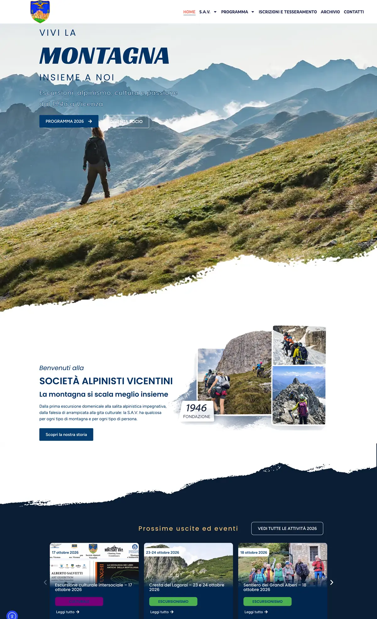 Home page del sito Società Alpinisti Vicentini